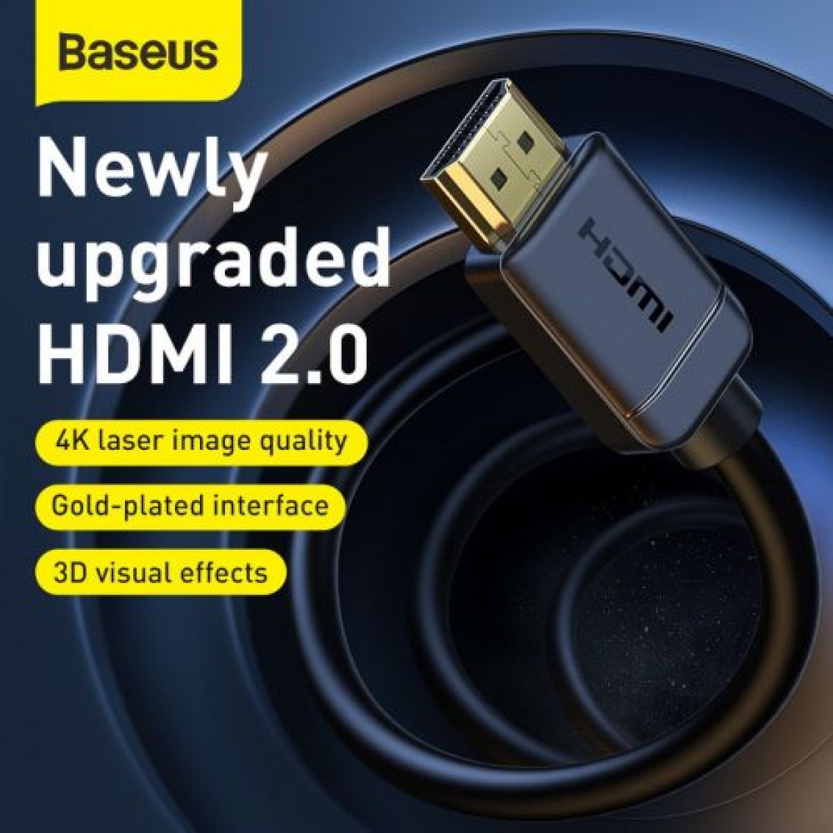 Καλώδιο βίντεο Baseus Σειρά υψηλής ευκρίνειας HDMI σε HDMI 4K 60 Hz, 3D HDR, 18 Gbps, 1 m Μαύρο (CAKGQ-A01)