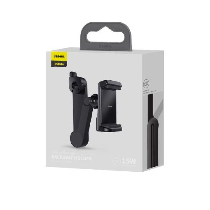 Baseus Car Mount Wireless Charger Αποθήκευση ενέργειας Θήκη τηλεφώνου πίσω καθίσματος 15W Μαύρο (WXHZ-01)