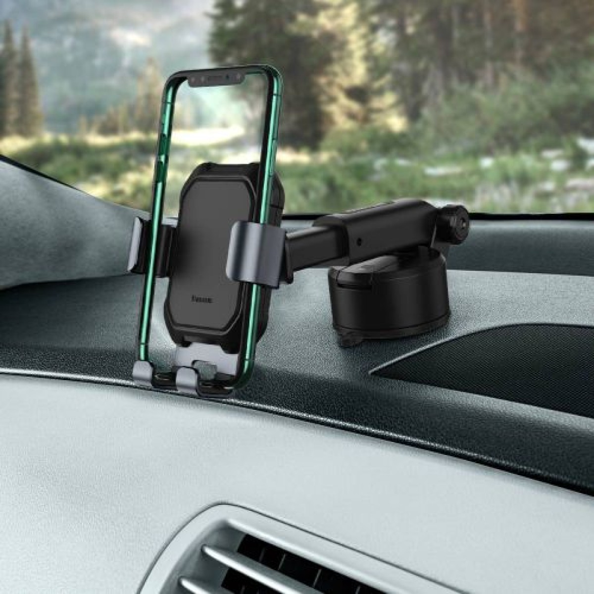 Baseus Car Mount Tank Gravity Θήκη τηλεφώνου με βάση αναρρόφησης Tarnish Black (SUYL-TK01)