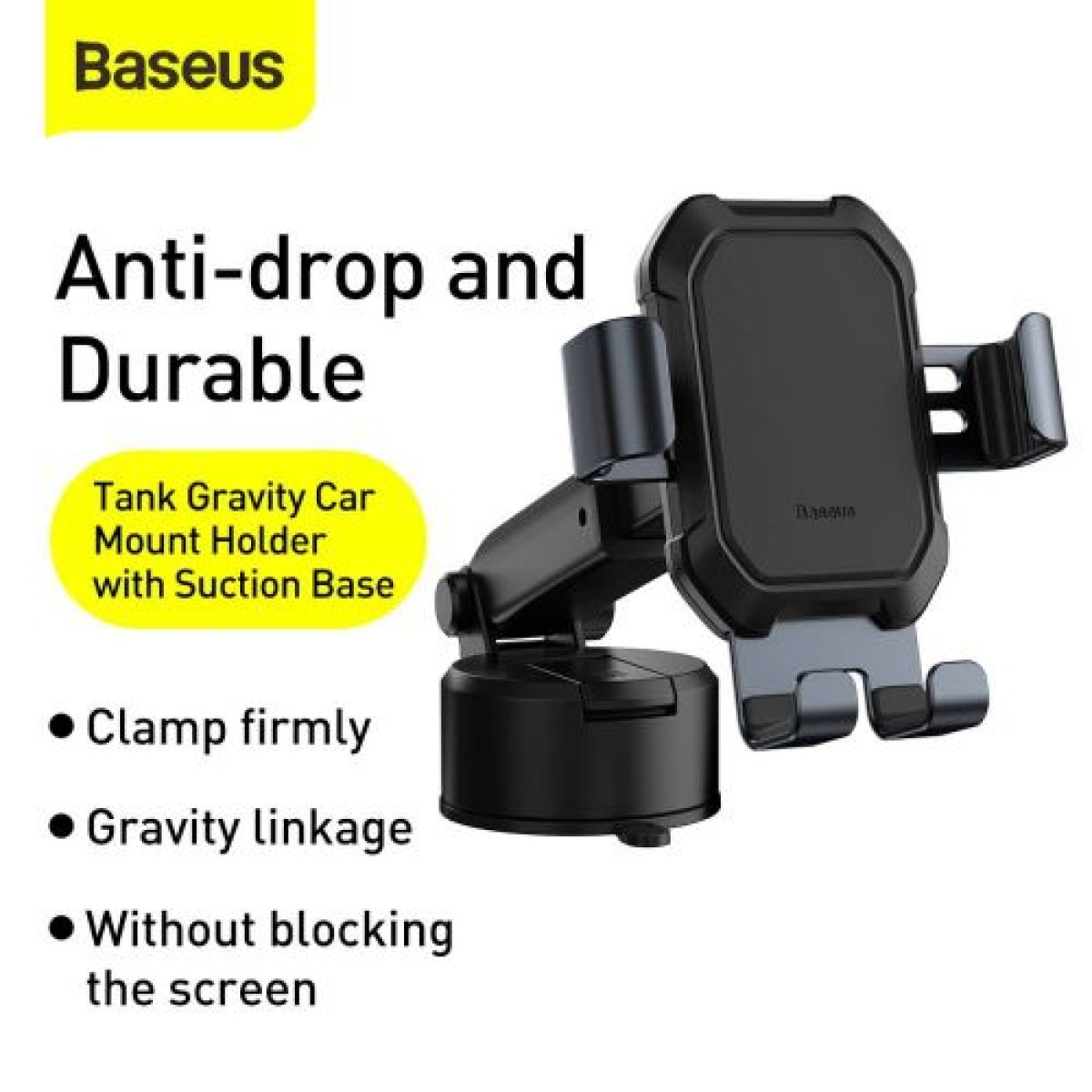 Baseus Car Mount Tank Gravity Θήκη τηλεφώνου με βάση αναρρόφησης Tarnish Black (SUYL-TK01)