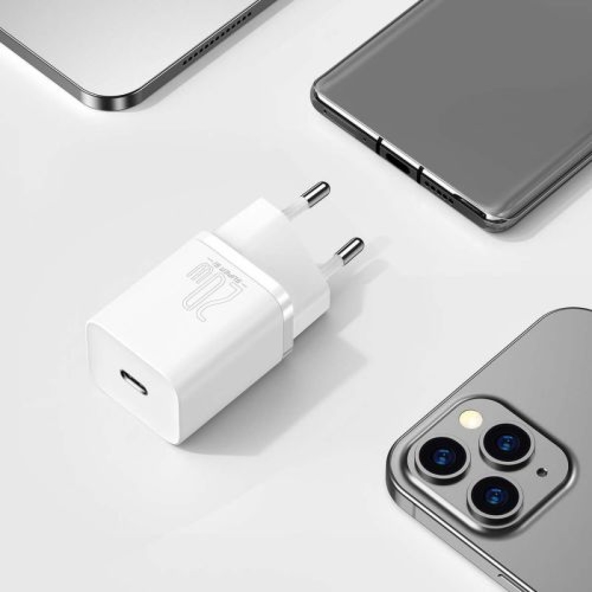 Σετ φορτιστή ταξιδίου Baseus Super Si 1C PD Γρήγορος φορτιστής 20W EU White (CCSUP-B02)