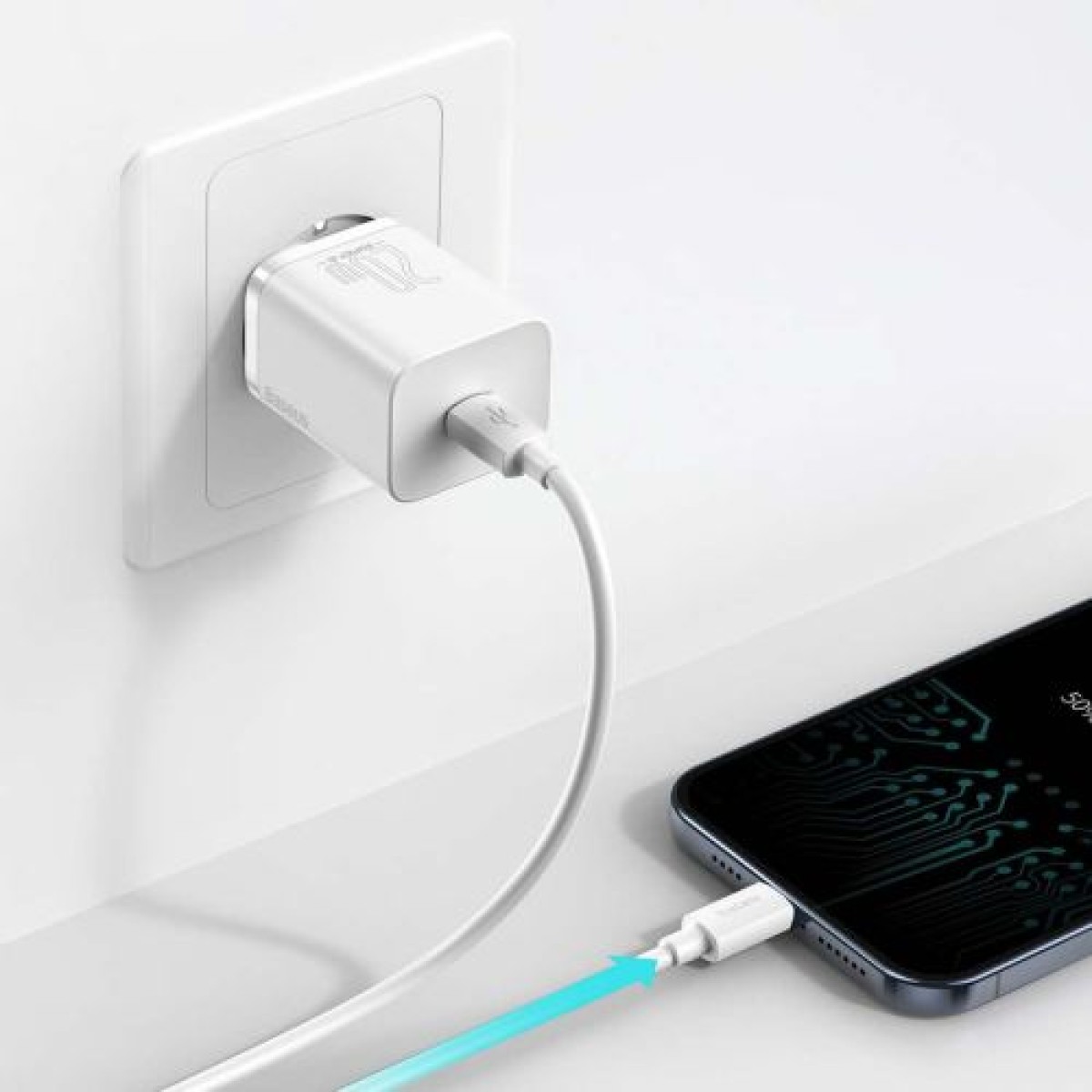 Σετ φορτιστή ταξιδίου Baseus Super Si 1C PD Γρήγορος φορτιστής 20W EU White (CCSUP-B02)