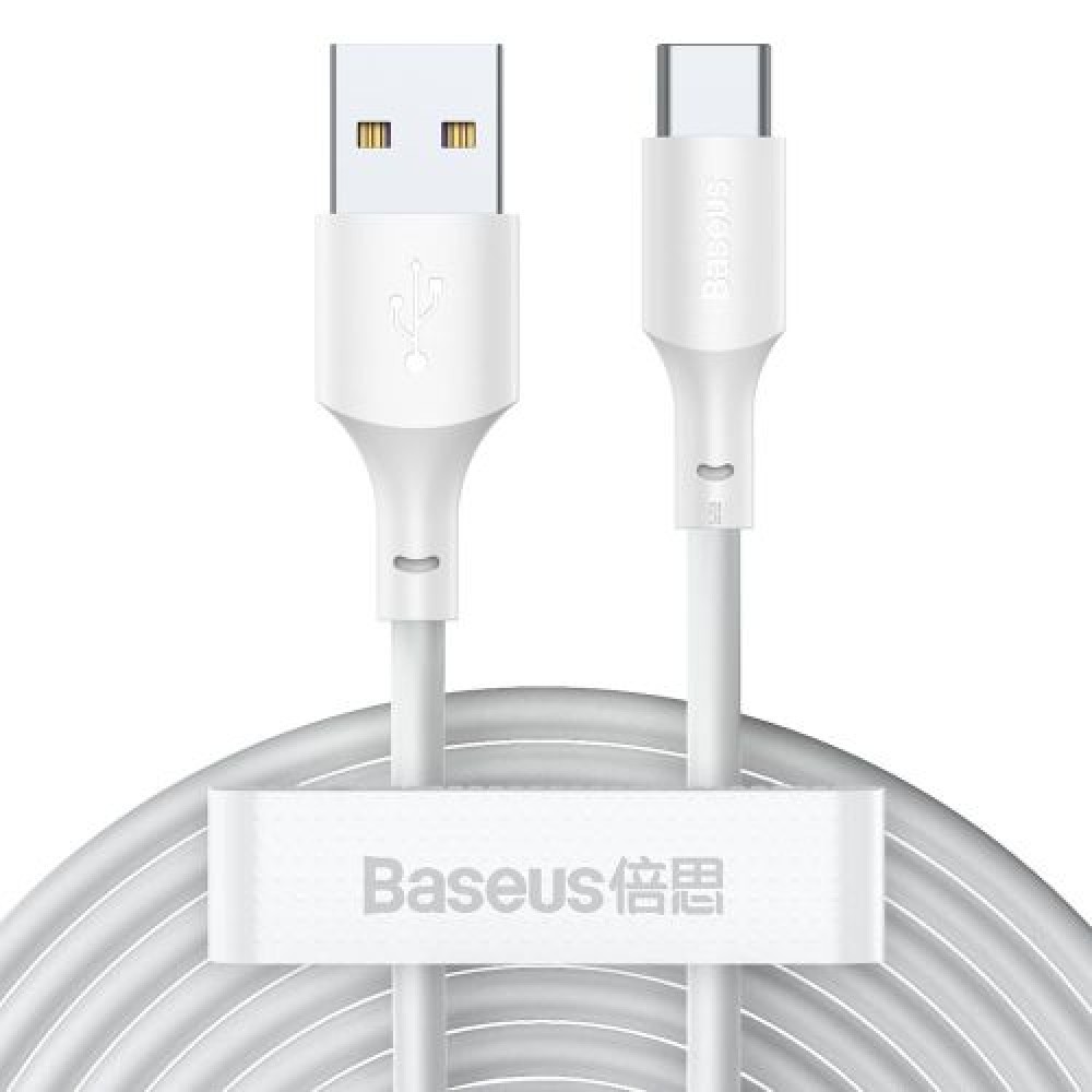 Καλώδιο Baseus Type-C Simple Wisdom (2 τμχ/σετ), 5A, 1,5 m, λευκό (TZCATZJ-02)