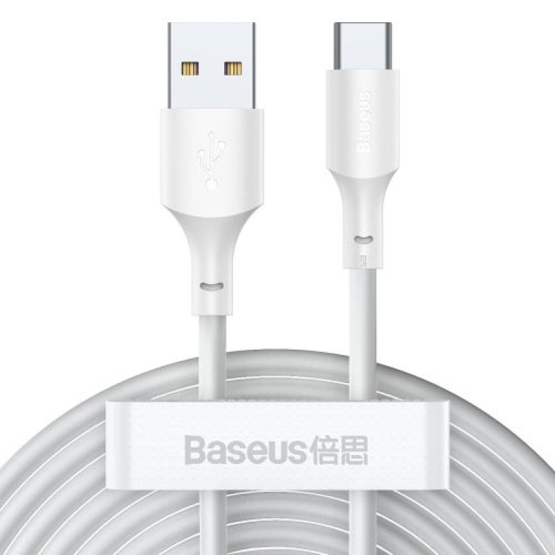Καλώδιο Baseus Type-C Simple Wisdom (2 τμχ/σετ), 5A, 1,5 m, λευκό (TZCATZJ-02)
