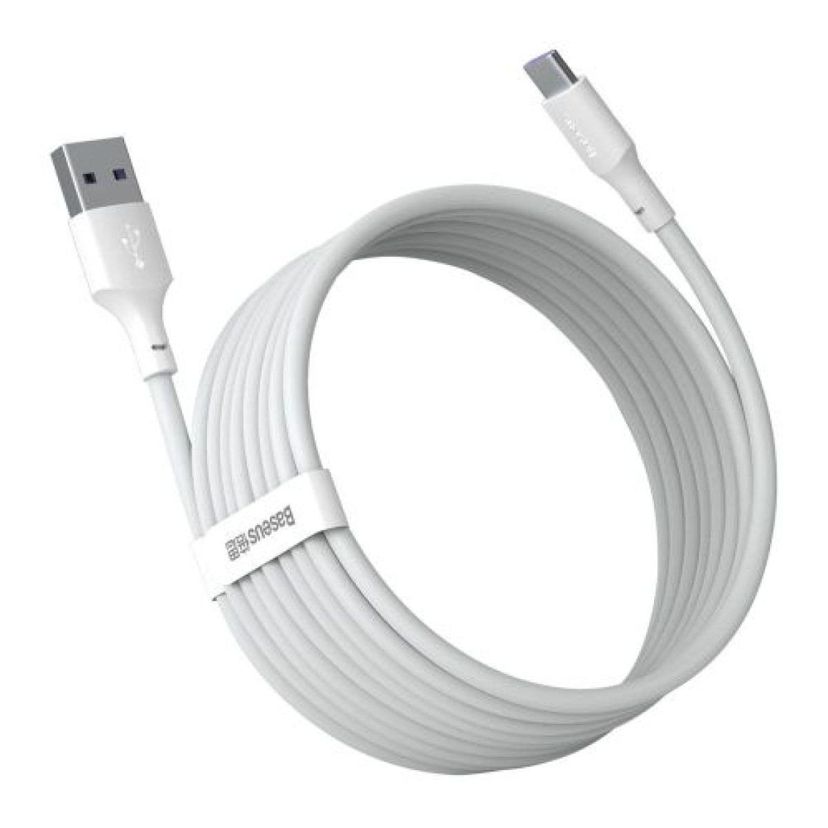 Καλώδιο Baseus Type-C Simple Wisdom (2 τμχ/σετ), 5A, 1,5 m, λευκό (TZCATZJ-02)