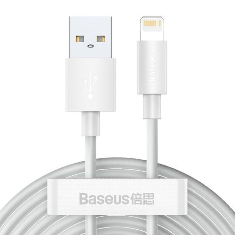 Καλώδιο Baseus Lightning Simple Wisdom (2 τμχ/σετ) 2,4A 1,5 m Λευκό (TZCALZJ-02)