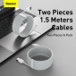 Καλώδιο Baseus Lightning Simple Wisdom (2 τμχ/σετ) 2,4A 1,5 m Λευκό (TZCALZJ-02)