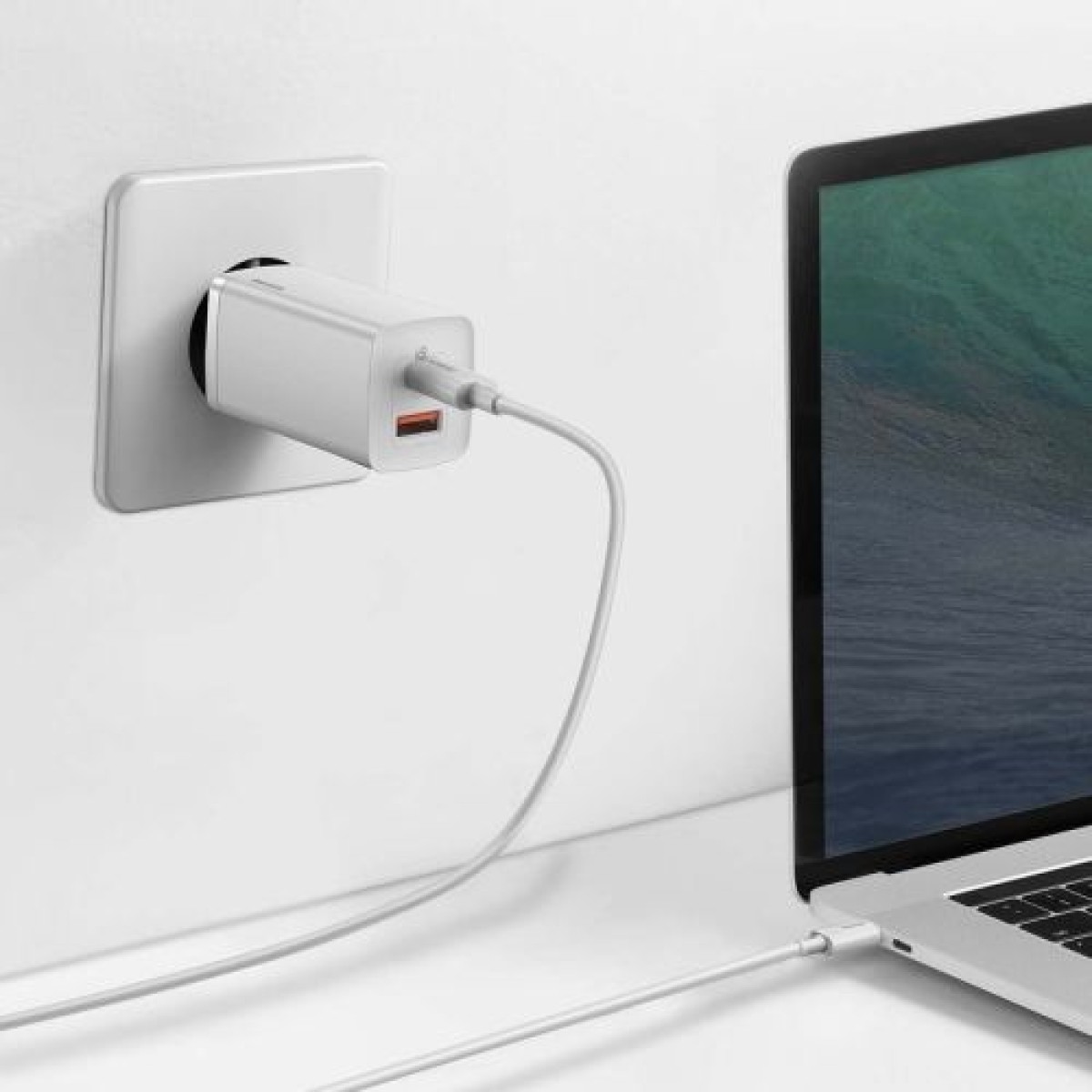 Baseus Travel Charger GaN2 Lite Quick Charger C+U QC 3.0 PD 3.0 65W EU White (CCGAN2L-B02)