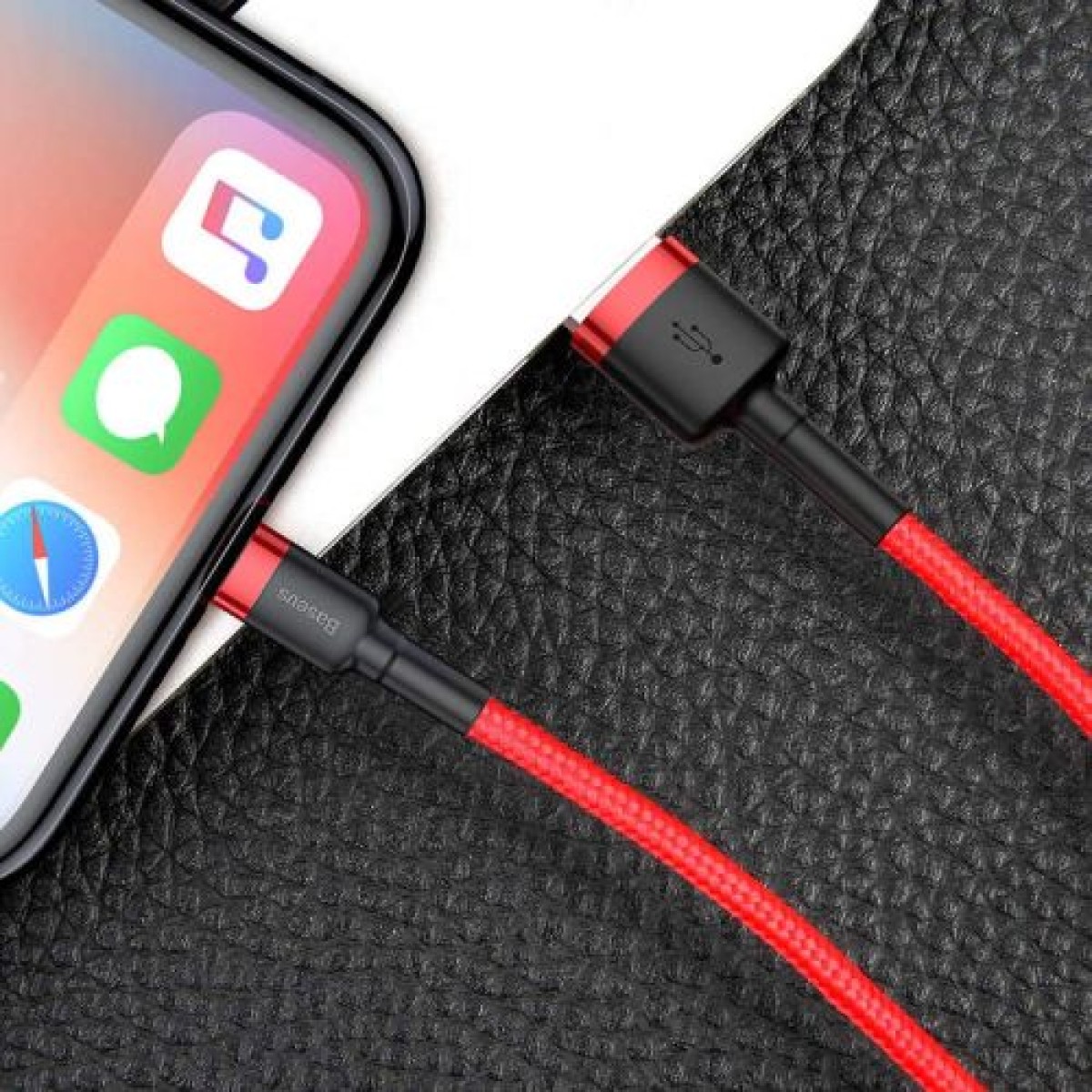 Baseus Lightning Cafule Cable 2.4A 0.5m Κόκκινο + Κόκκινο (CALKLF-A09)