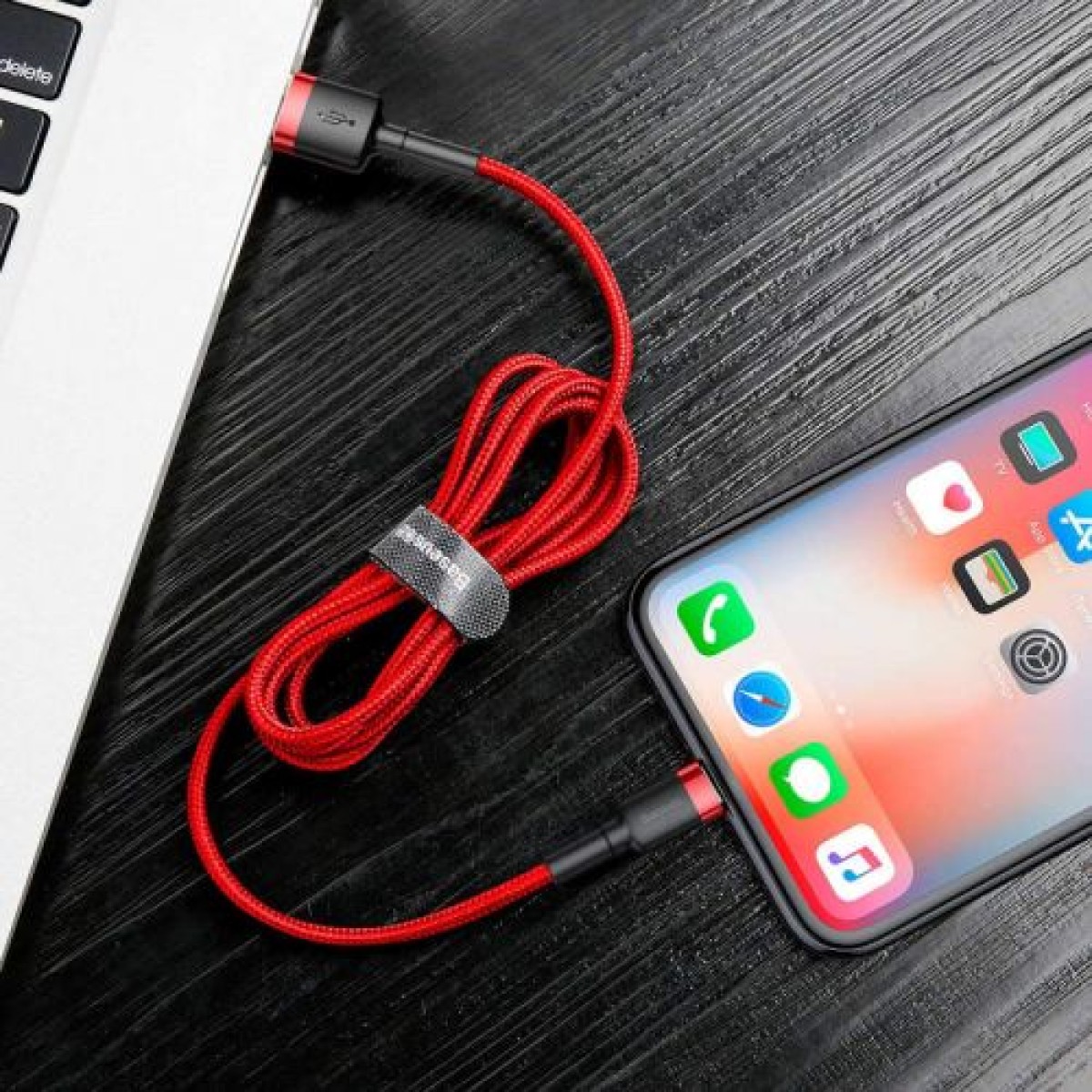 Baseus Lightning Cafule Cable 2.4A 0.5m Κόκκινο + Κόκκινο (CALKLF-A09)