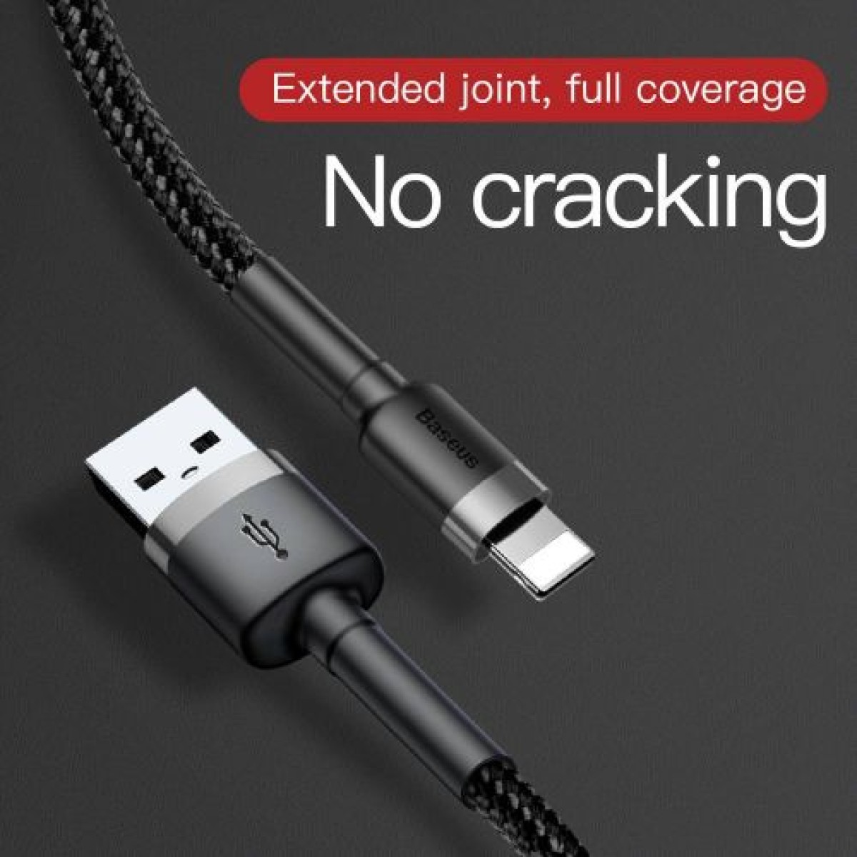 Baseus Lightning Cafule Cable 2.4A 0.5m Γκρι + Μαύρο (CALKLF-AG1)