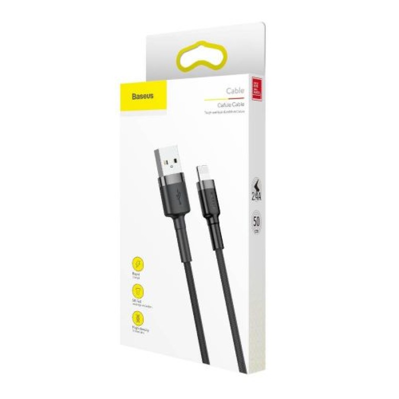 Baseus Lightning Cafule Cable 2.4A 0.5m Γκρι + Μαύρο (CALKLF-AG1)