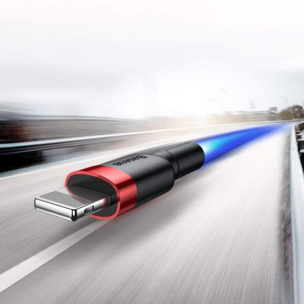 Baseus Lightning Cafule Cable 2.4A 0.5m Κόκκινο + Μαύρο (CALKLF-A19)