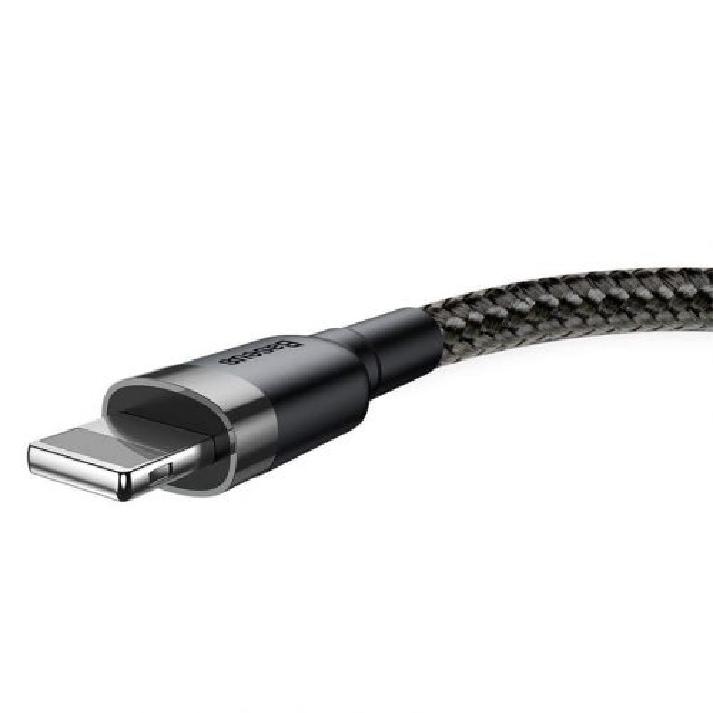 Baseus Lightning Cafule Cable 2.4A 1m Γκρι + Μαύρο (CALKLF-BG1)