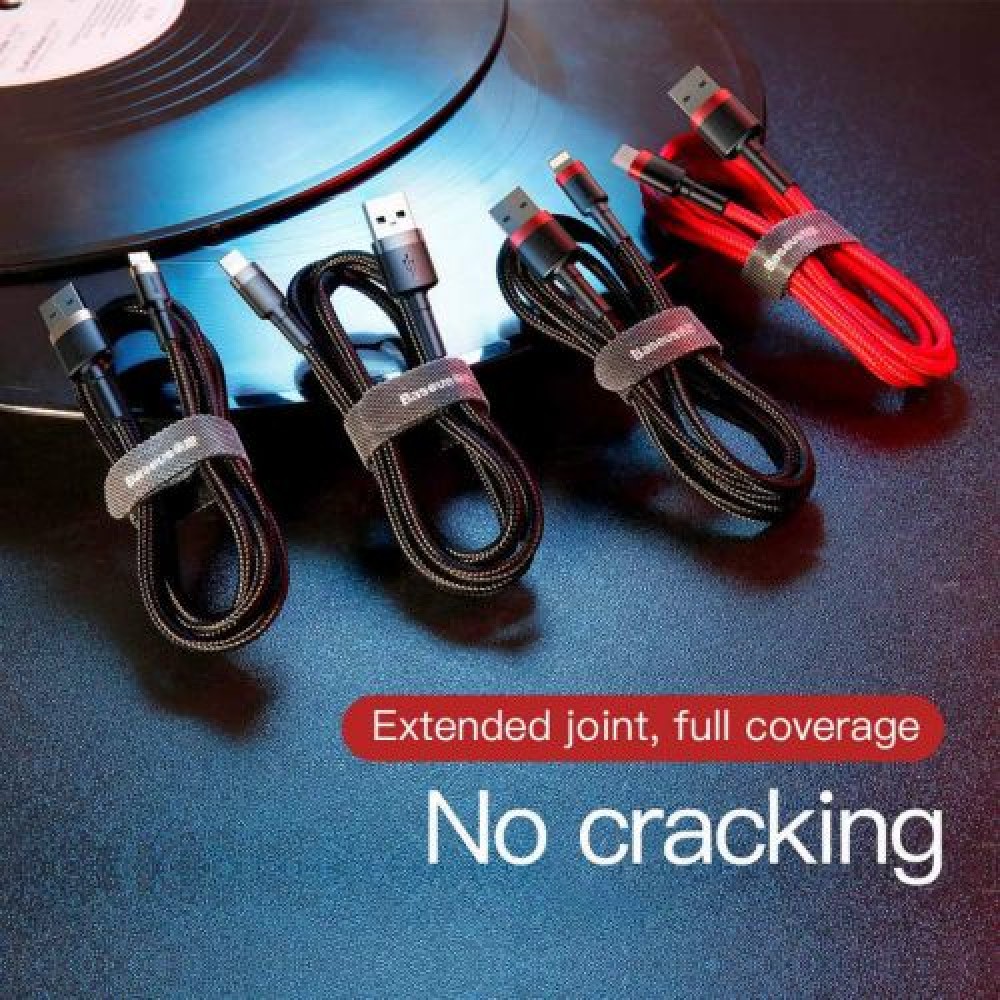 Baseus Lightning Cafule Cable 2.4A 1m Κόκκινο + Μαύρο (CALKLF-B19)