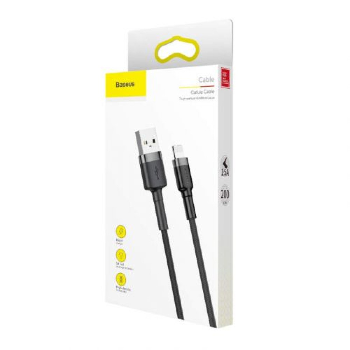 Baseus Lightning Cafule Cable 1.5A 2m Γκρι + Μαύρο (CALKLF-CG1)