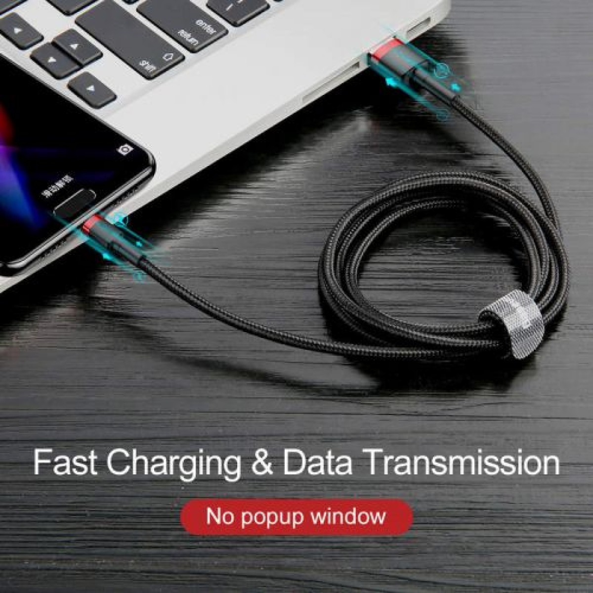 Baseus Type-C Cafule Cable 3A 1m Κόκκινο + Μαύρο (CATKLF-B91)