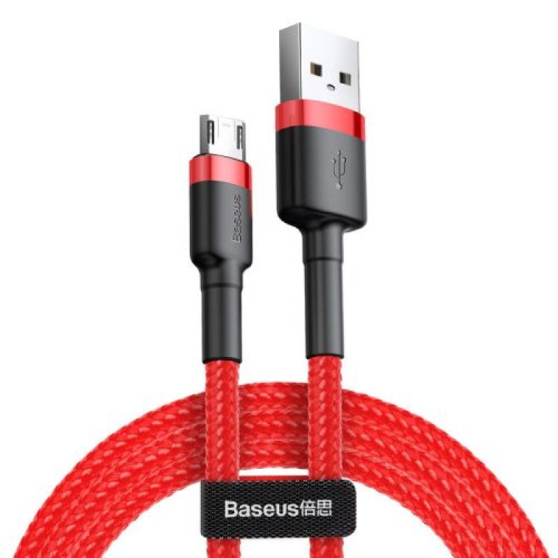 Baseus Micro USB Cafule Cable 2.4A 1m Κόκκινο + Κόκκινο (CAMKLF-B09)