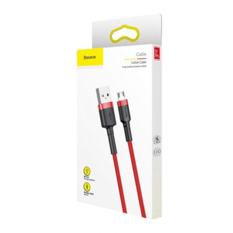 Baseus Micro USB Cafule Cable 2.4A 1m Κόκκινο + Κόκκινο (CAMKLF-B09)