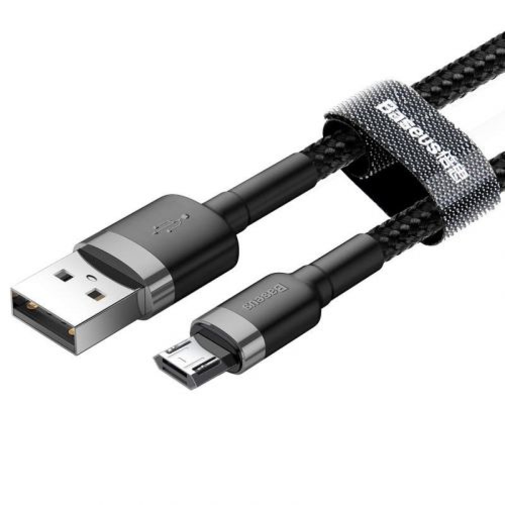 Baseus Micro USB Cafule Cable 2.4A 1m Γκρι + Μαύρο (CAMKLF-BG1)
