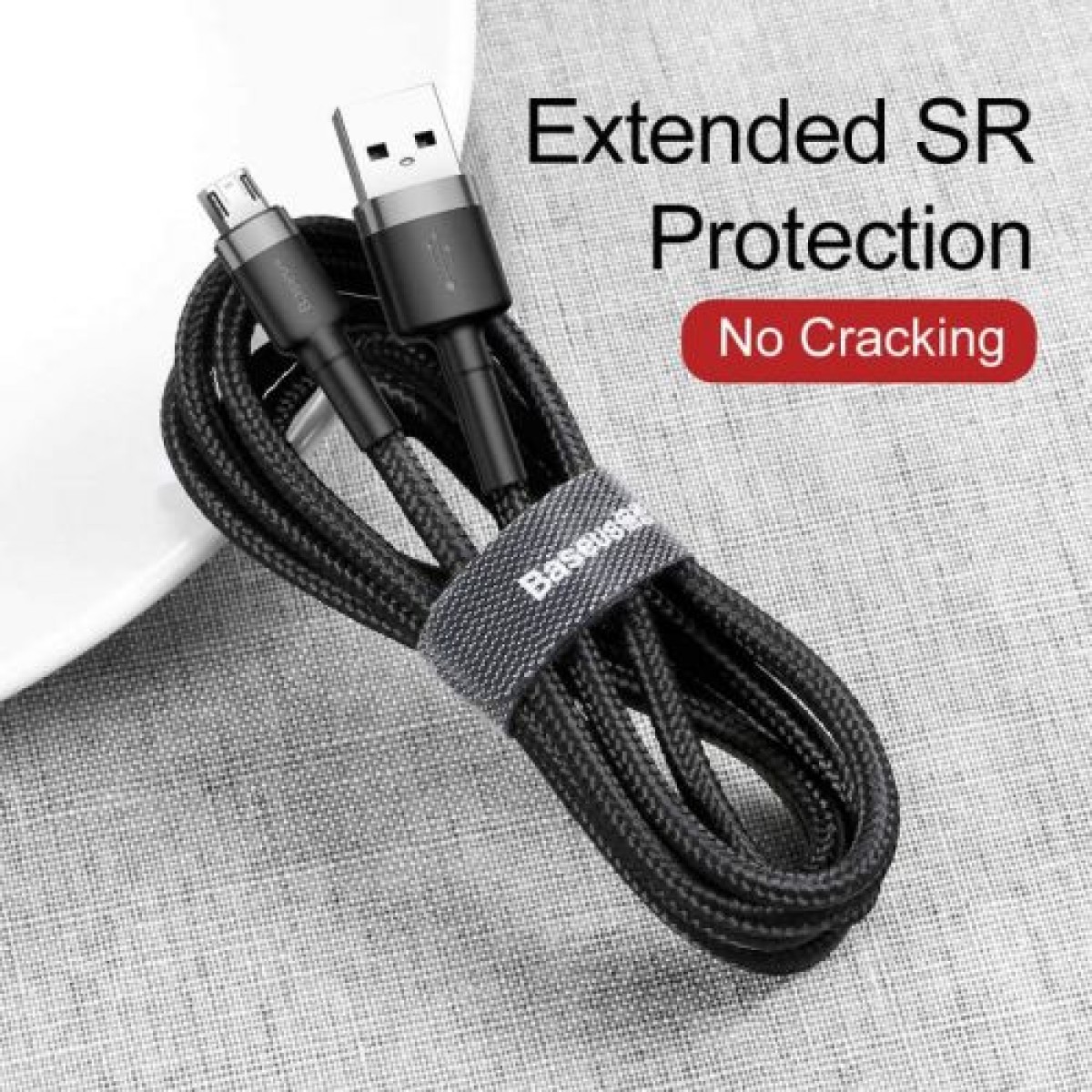 Baseus Micro USB Cafule Cable 2.4A 1m Γκρι + Μαύρο (CAMKLF-BG1)