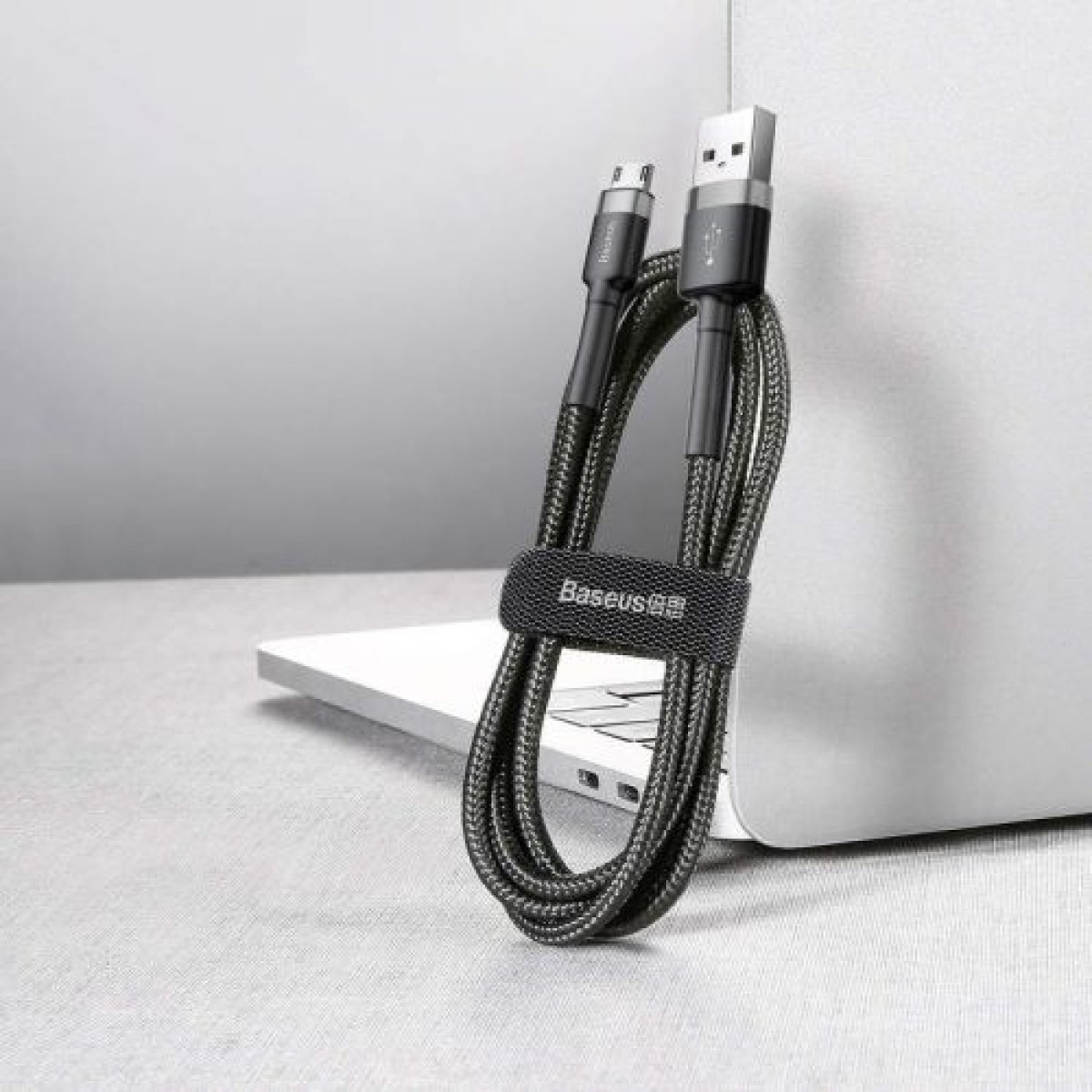 Baseus Micro USB Cafule Cable 2.4A 1m Γκρι + Μαύρο (CAMKLF-BG1)