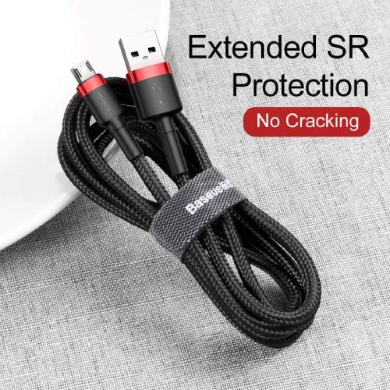 Baseus Micro USB Cafule Cable 2.4A 1m Κόκκινο + Μαύρο (CAMKLF-B91)