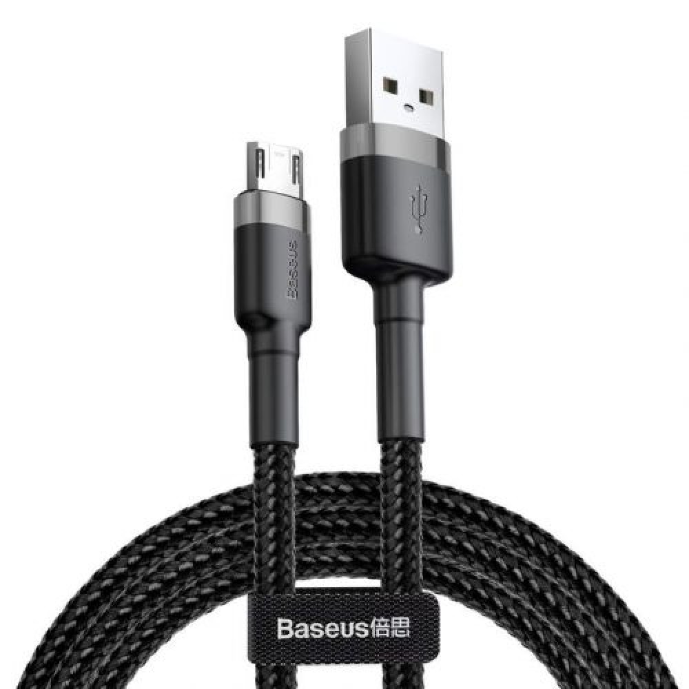 Baseus Micro USB Cafule Cable 1.5A 2m Γκρι + Μαύρο (CAMKLF-CG1)
