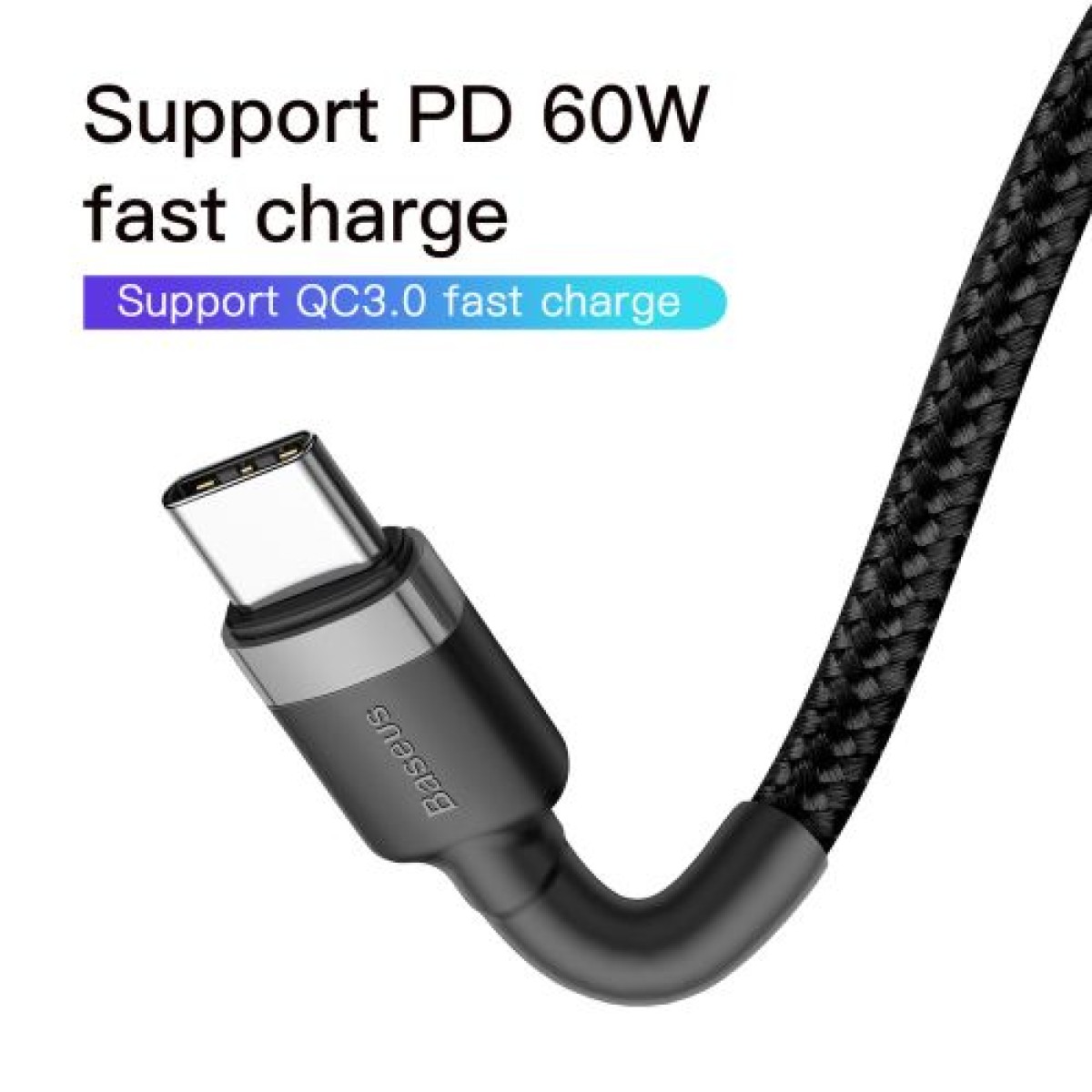 Baseus Type-C - Type-C Cafule Cable PD 2.0 60W, 3A, 2m, Black/Gre (CATKLF-HG1)