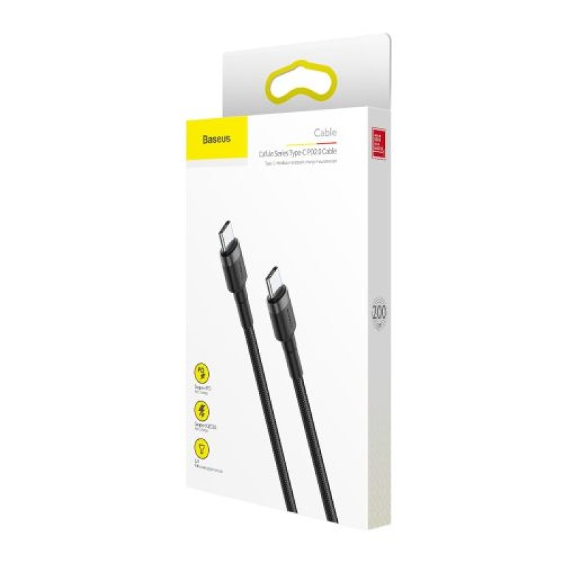 Baseus Type-C - Type-C Cafule Cable PD 2.0 60W, 3A, 2m, Black/Gre (CATKLF-HG1)