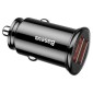 Baseus Car Charger Circular Plastic A+A Dual Quick Charge 3.0 30W Μαύρο (CCALL-YD01)