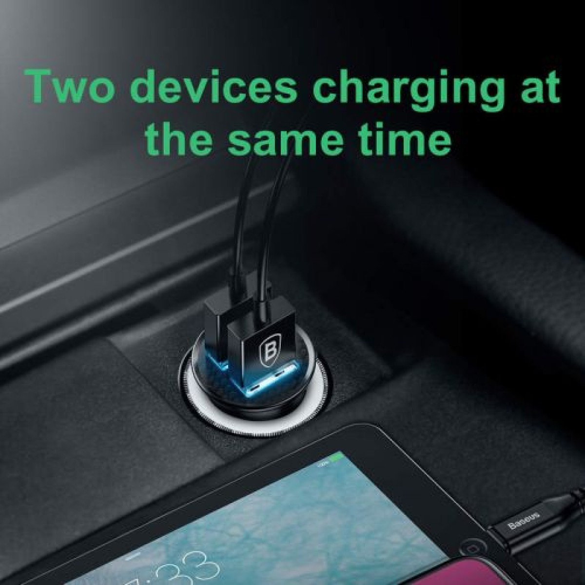 Baseus Car Charger Circular Plastic A+A Dual Quick Charge 3.0 30W Μαύρο (CCALL-YD01)
