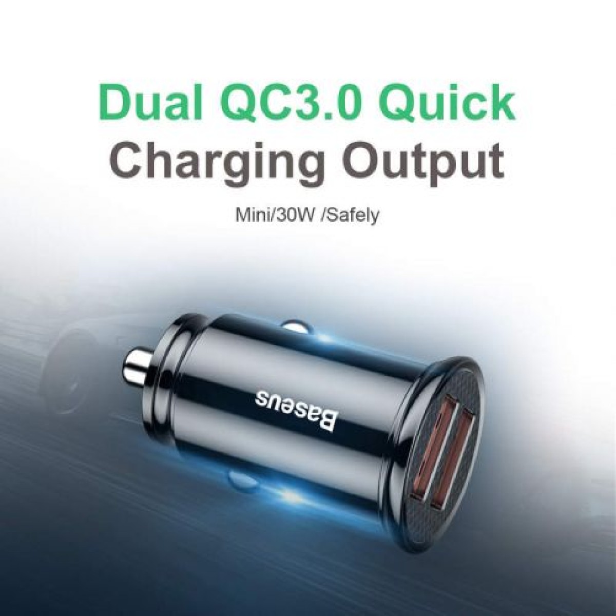 Baseus Car Charger Circular Plastic A+A Dual Quick Charge 3.0 30W Μαύρο (CCALL-YD01)