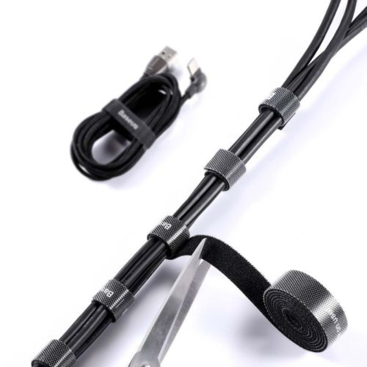 Baseus Tool Rainbow Circle Hook and Loop Straps / Velcro ταινία οργάνωσης καλωδίου velcro 1m Μαύρο (ACMGT-E01)