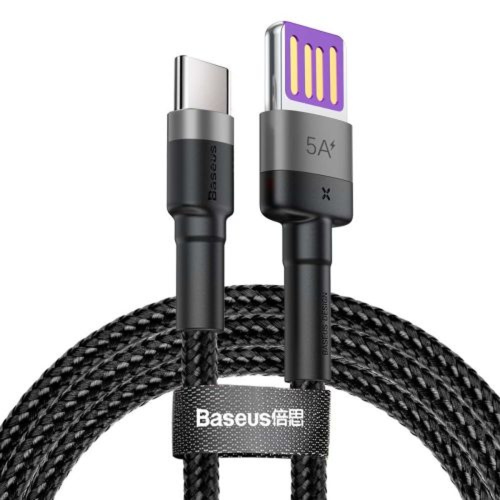 Baseus Type-C Cafule SuperCharge 40W PD 3.0, QC 3.0, 40W, 1m Γκρι/Μαύρο (CATKLF-PG1)