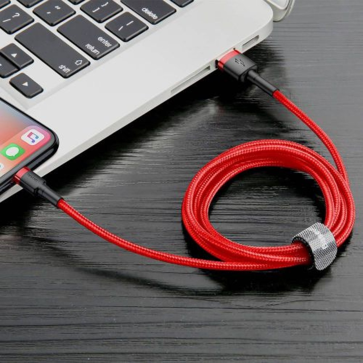 Baseus Lightning Cafule Cable 2A, 3m Κόκκινο/Μαύρο (CALKLF-R09)