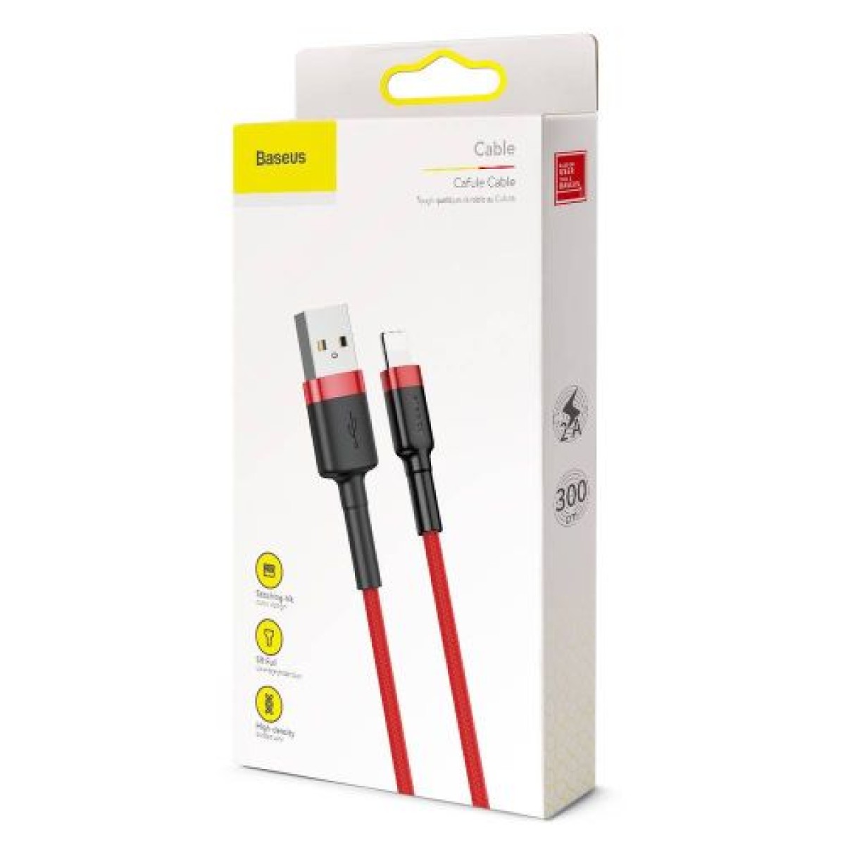 Baseus Lightning Cafule Cable 2A, 3m Κόκκινο/Μαύρο (CALKLF-R09)