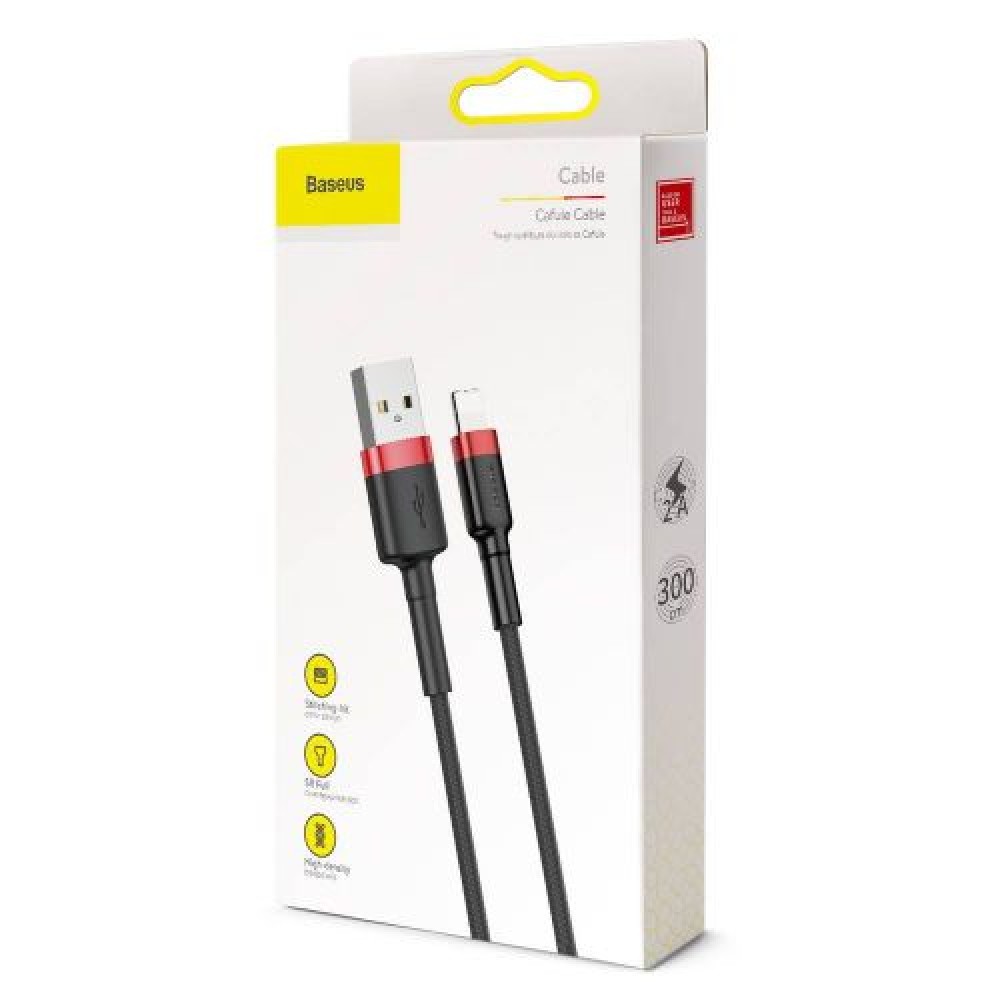 Baseus Lightning Cafule Cable 2A, 3m Κόκκινο/Μαύρο (CALKLF-R91)