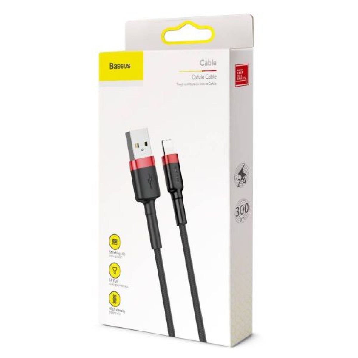 Baseus Lightning Cafule Cable 2A, 3m Κόκκινο/Μαύρο (CALKLF-R91)