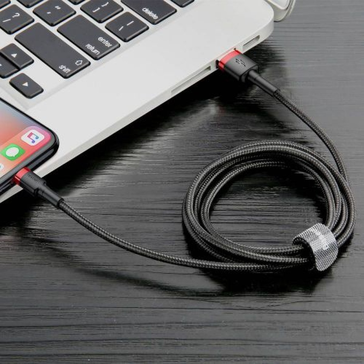 Baseus Lightning Cafule Cable 2A, 3m Κόκκινο/Μαύρο (CALKLF-R91)