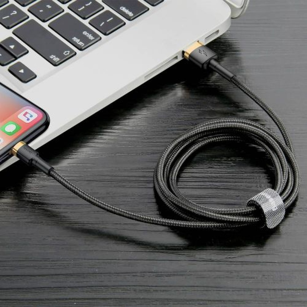Baseus Lightning Cafule Cable 2A, 3m Χρυσό/Μαύρο (CALKLF-RV1)