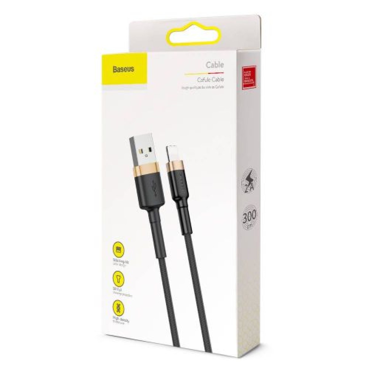 Baseus Lightning Cafule Cable 2A, 3m Χρυσό/Μαύρο (CALKLF-RV1)