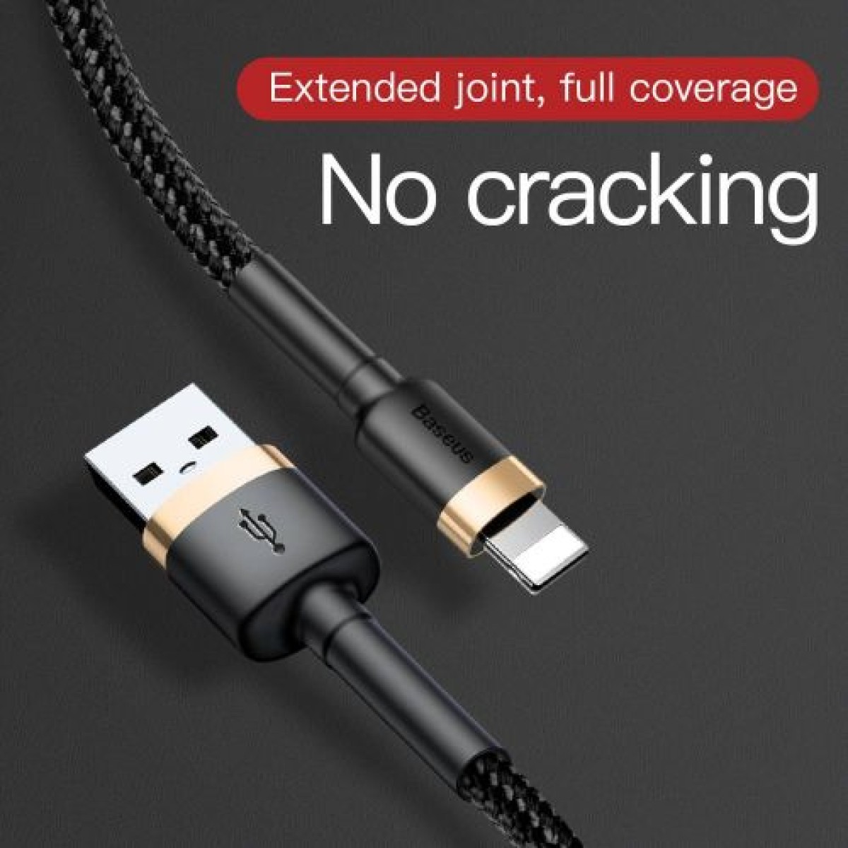 Baseus Lightning Cafule Cable 2A, 3m Χρυσό/Μαύρο (CALKLF-RV1)