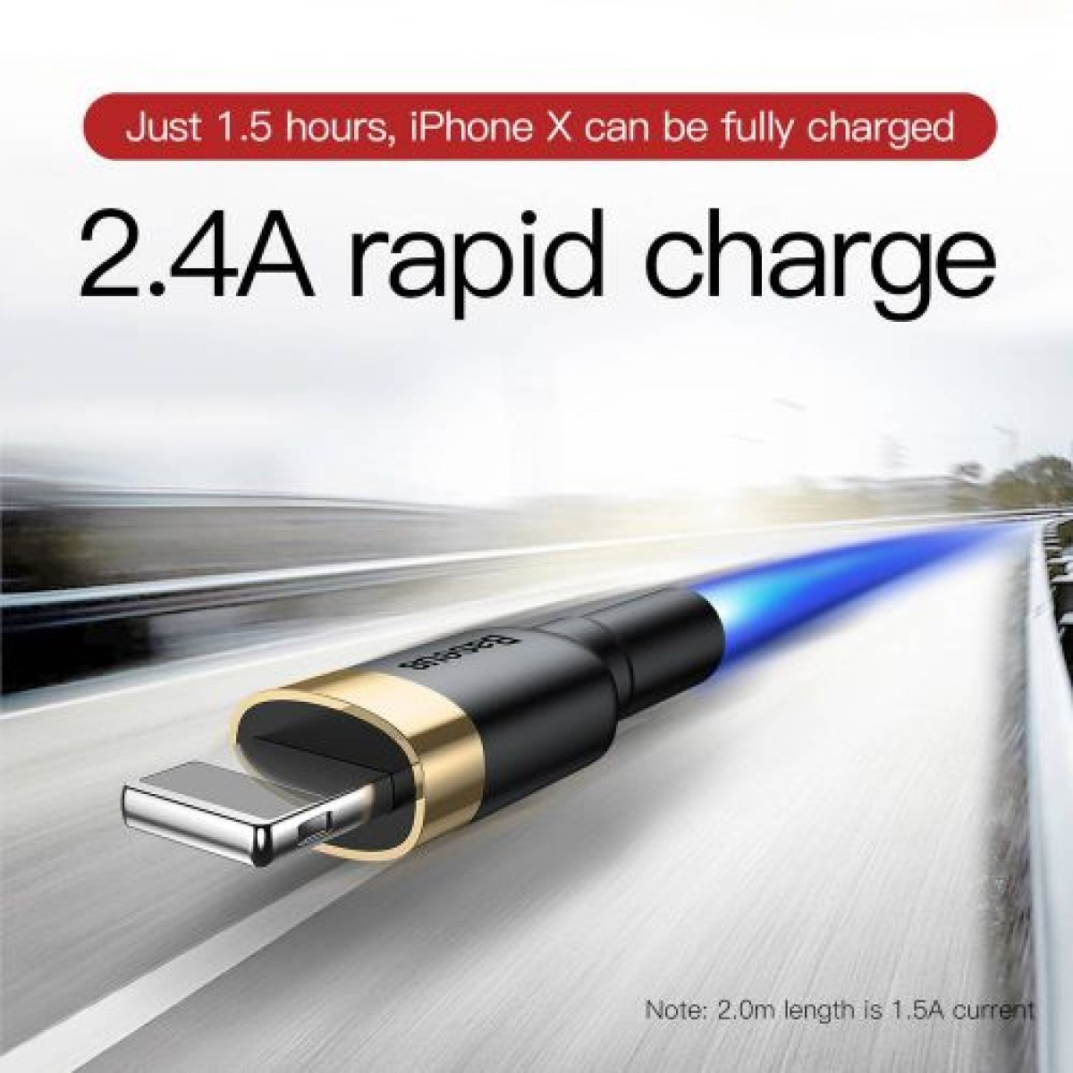 Baseus Lightning Cafule Cable 2A, 3m Χρυσό/Μαύρο (CALKLF-RV1)