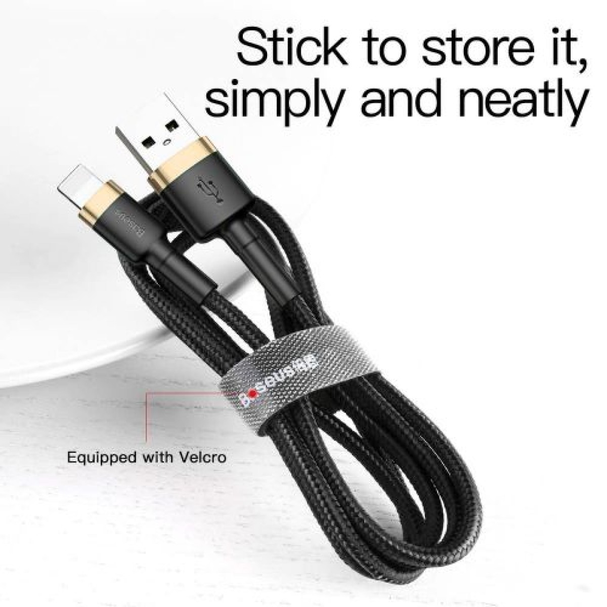 Baseus Lightning Cafule Cable 2A, 3m Χρυσό/Μαύρο (CALKLF-RV1)