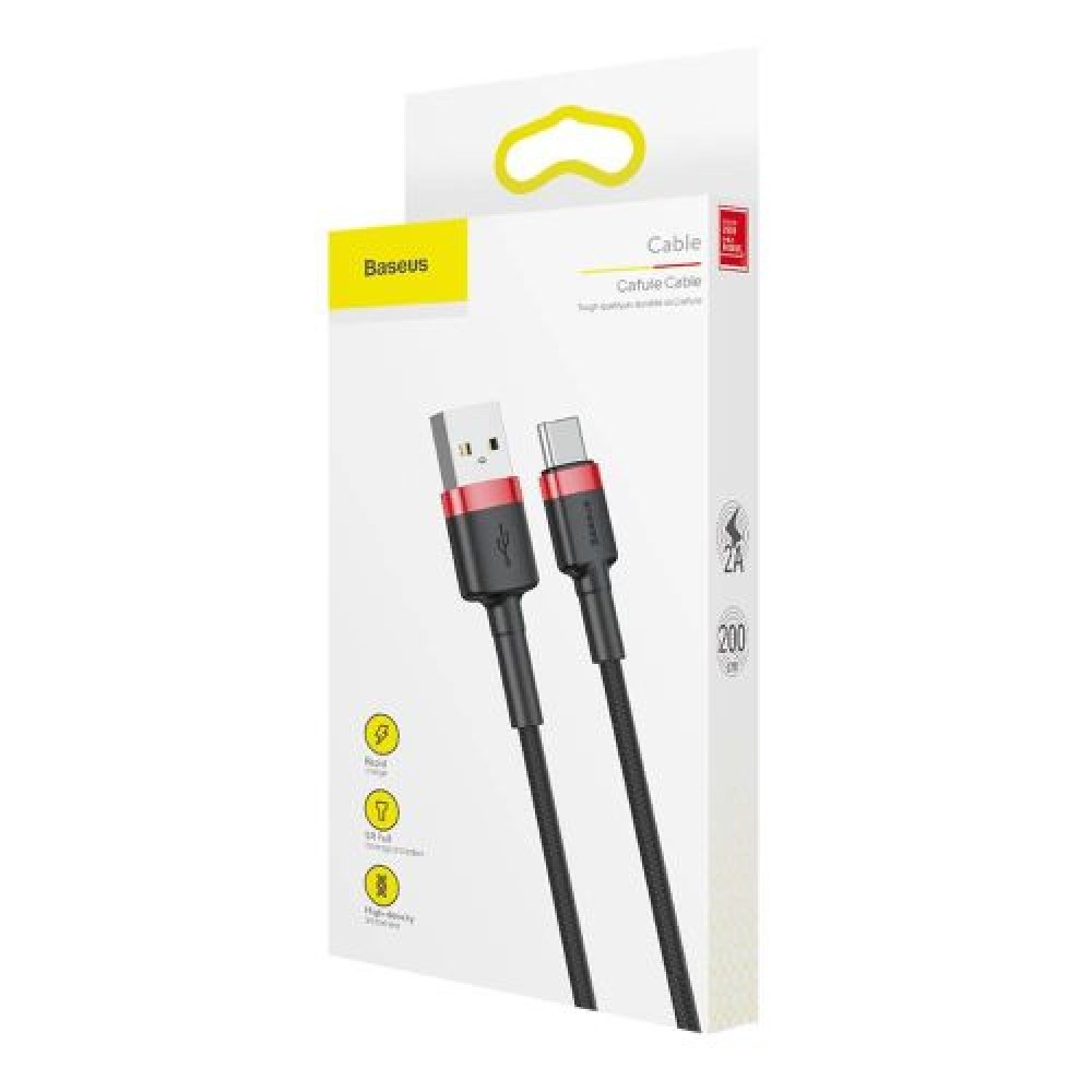 Καλώδιο Baseus Type-C Cafule 2A, 3m, Κόκκινο/Μαύρο (CATKLF-U91)