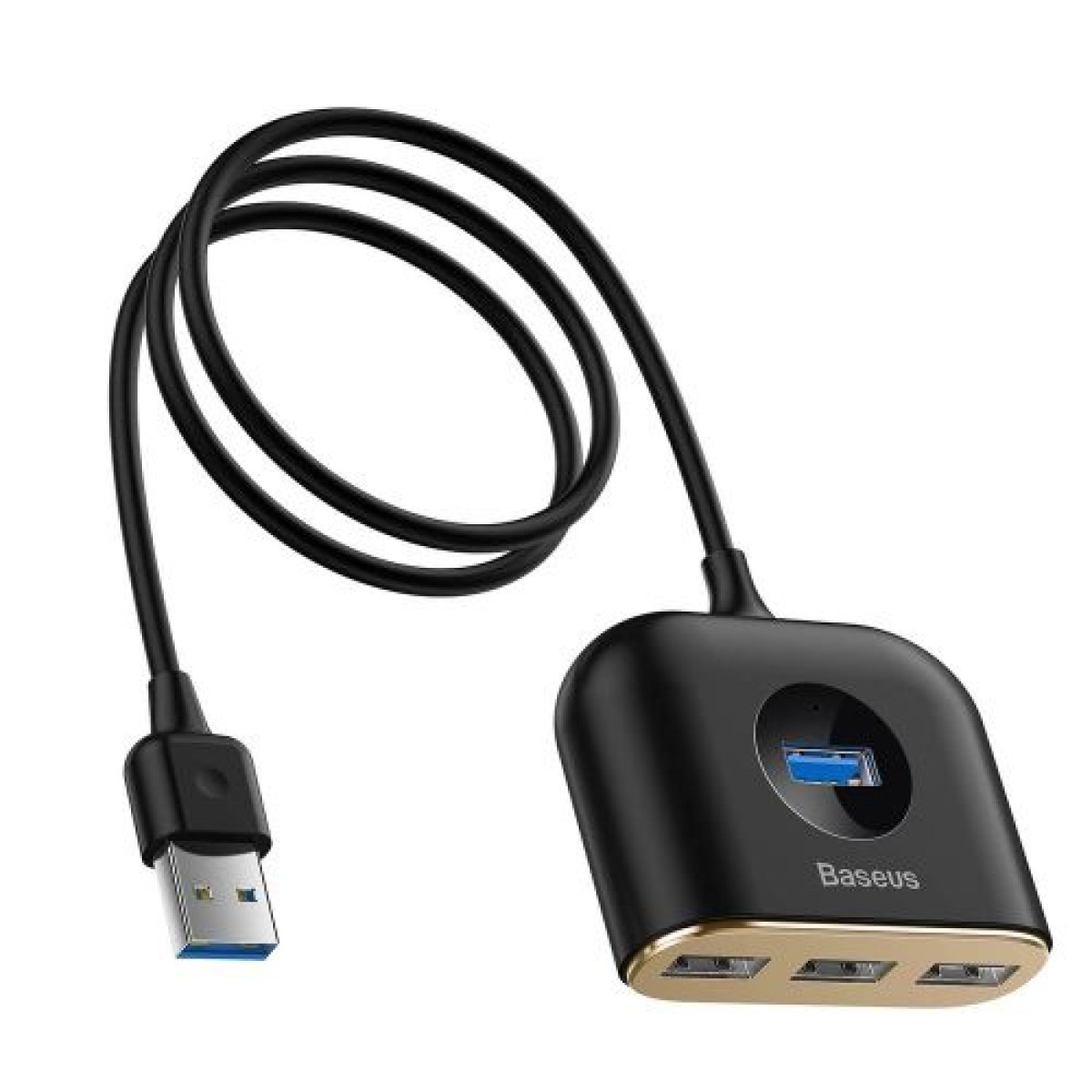 Baseus HUB Τετράγωνο στρογγυλό 4in1 Προσαρμογέας USB USB3.0*1 + USB2.0*3 1m Μαύρο (CAHUB-AY01)