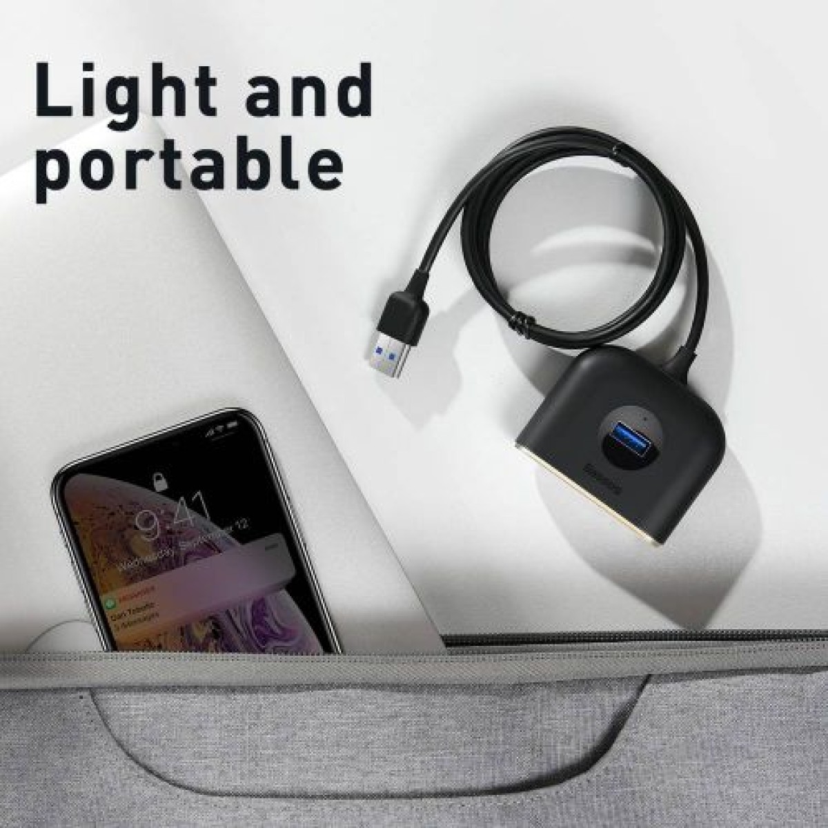 Baseus HUB Τετράγωνο στρογγυλό 4in1 Προσαρμογέας USB USB3.0*1 + USB2.0*3 1m Μαύρο (CAHUB-AY01)