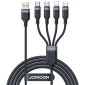 Joyroom 4-σε-1 USB - Lightning/ Type-C/ Type-C/ Micro USB Cable Multi-Color Series A18, 3.5A, 1.2m, Black (S-1T4018A18c)