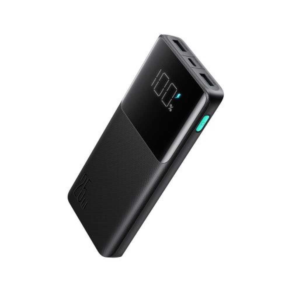 Joyroom Power Bank με ψηφιακή οθόνη, C+U+U, PD 25W, 10000 mAh με καλώδιο USB-A σε Typle-C (0,25m) Μαύρο (JR-PBF20)